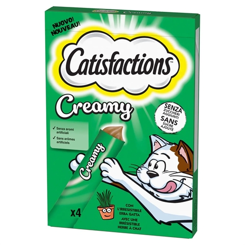 Catisfactions Creamy Erba Gatta 4x10gr – Snack Cremoso per Gatti